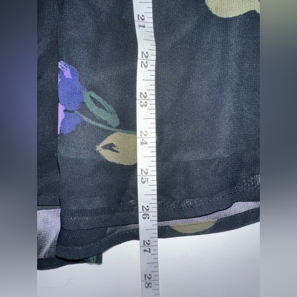 Sanctuary Women’s L Black Floral Cold Shoulder Blouse Long Sleeve Keyhole Boho - Picture 7 of 8